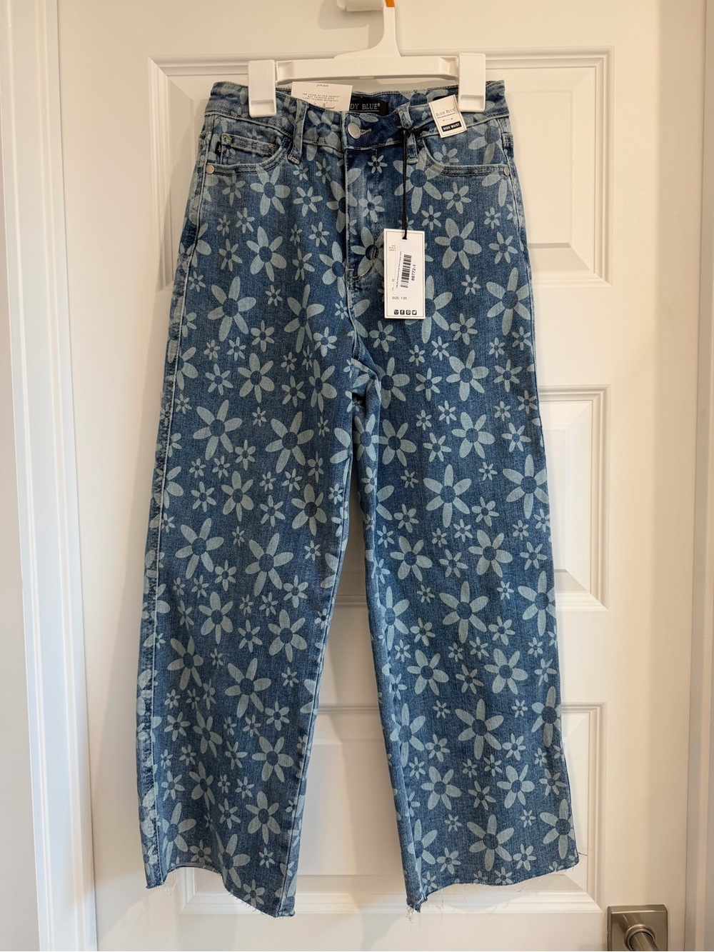 Judy Blue Floral Print High Waist Wide-Leg Jeans
